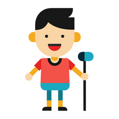 Boy singing with microphone vector on white background.