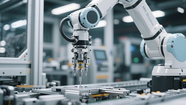 Robotic Arm in Automated Manufacturing Environment - Powered by Adobe