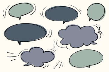 かわいい手書きの吹き出しセット　もこもこしたフレーム ベクターカラー