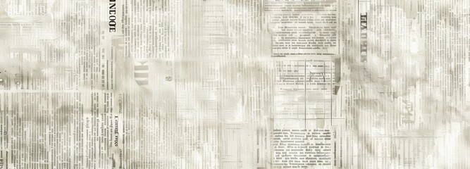 Fototapeta premium Lots of old newspapers on horizontal surface. Background texture, top view, blurred