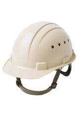 Fototapeta premium Modern Beige Hard Hat with Adjustable Strap and Ventilation Holes, Essential Safety Gear for Construction and Industrial Work