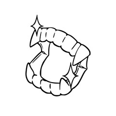 cute vampire fangs with sparkles vector
