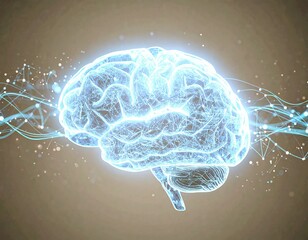 futuristic artificial intelligence brain interface blue light