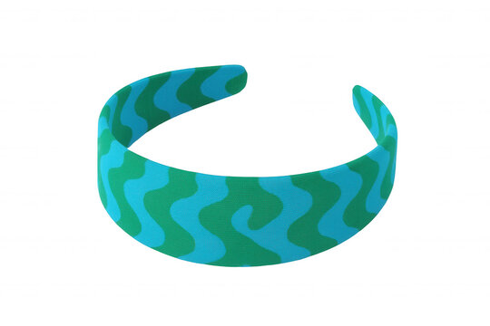 Stylish Headband with Abstract Wavy Pattern in Teal and Green, Modern Hair Accessory for Fashionable Styling