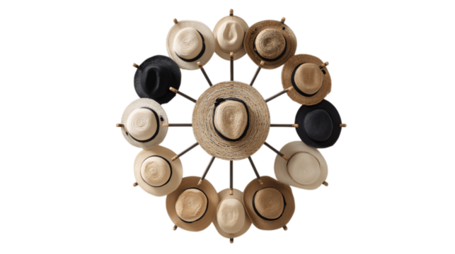 A centered view of hat rack, white background --ar 16:9