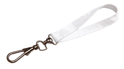 A single lanyard clip, white background --ar 16:9