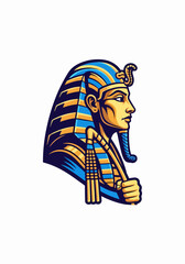 Fototapeta premium Egyptian pharaoh mascot design. Profile illustration of ancient Egyptian ruler, wearing traditional headdress and holding staff. This strong pharaoh mascot is perfect for team logos,