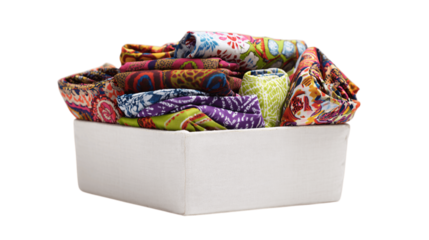 A studio shot of fabric bin, white background --ar 16:9