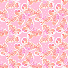 Feehand butterfly pattern background. butterfly vactor design for background, wallpaper, carpet, wrapping, fabric, textile fashion wearing.