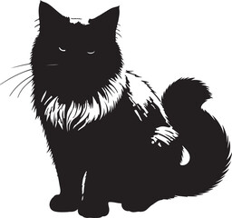 Birman cat full image in silhouette image white backgrpound.