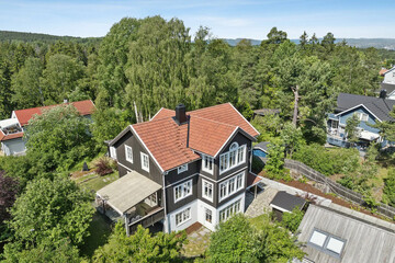 Modern luxury villa exterior in minimal scandinavian style, 3d render