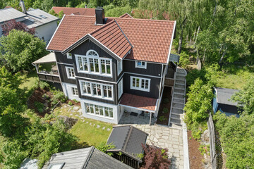 Modern luxury villa exterior in minimal scandinavian style, 3d render