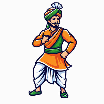 dancing sikh man in traditional attire clip art preview
