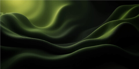 Green silk wave fabric texture with smooth flowing satin design abstract background wallpaper