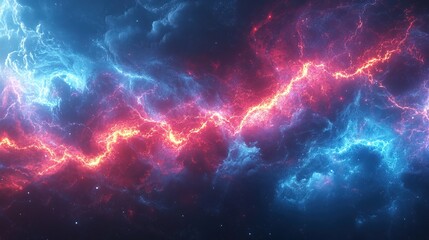 Abstract Artistic Nebula with Lightning Discharge Galaxy Space Background