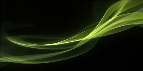 Abstract flowing green and blue lines in a futuristic wave pattern, creating a vibrant wallpaper design