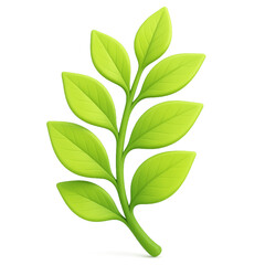 Fototapeta premium A vibrant 3D rendering of a stylized lime green branch with smooth, rounded leaves on a grey background.