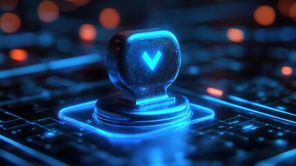 Futuristic Glow Detail Arrow Navigation Button with Circuit Board Detail
