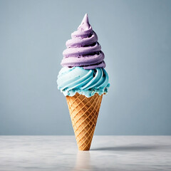 Swirled Ice Cream Cone in Pastel Colors