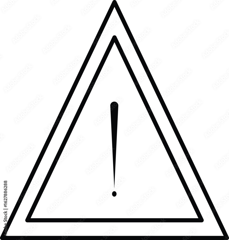 Poster black and white warning symbol with an exclamation mark inside a double triangle
