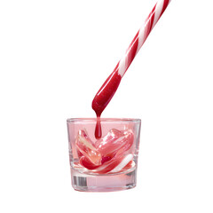 Candy Cane Striped Lip Gloss Drip: Red Glossy Liquid in Glass