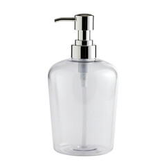 Fototapeta premium Clear frosted glass soap dispenser with chrome pump isolated on transparent background
