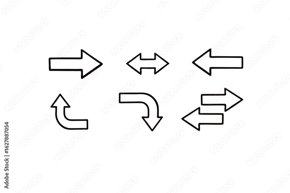 Poster Collection of Hand-Drawn Arrows for Wayfinding and Directional Guidance Artistic Arrow Set for Creative Projects and Visual Communication