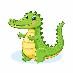 Fototapeta premium Adorable cartoon alligator character with a friendly expression and welcoming posture