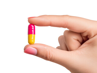 A delicate hand holds a single capsule, its vibrant colors reflecting the promise of health and well-being.