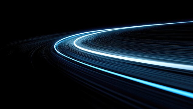 Abstract light trails curving around - Powered by Adobe