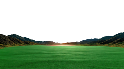 Serene vista of the Green Field: An image of a expansive view, with the gentle slopes of the mountain at the edges of the scene embracing a sea of vivid green grass.