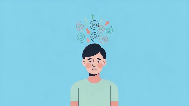 stressed cartoon animation person experiencing stress anxiety confusion