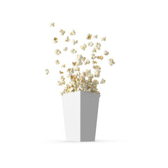 Flying Popcorn from White Box Isolated on Transparent Background