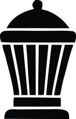 A stylized black silhouette of a classic outdoor street lamp with a decorative patterned base and a rounded top