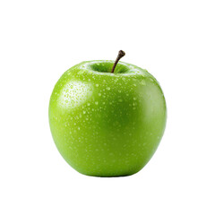 Fresh Green Apple with Water Drops Captured in High Detail Lighting on transparent background