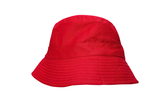 Bright red bucket hat PNG transparent.