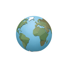 Fototapeta premium A Stylized, Low-Poly Earth Globe, Showing Continents and Oceans