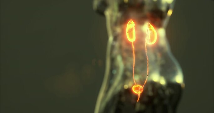 Detailed representation of kidney anatomy highlighting essential features and connectivity within the human body, showing the location and structure importance in function.