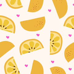 Cute orange fruits pattern background vector design