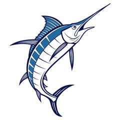 Blue marlin jumping isolated on white background