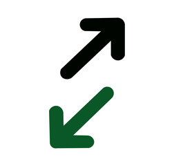 green and black arrow icon on white background