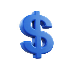 Obraz premium A single blue dollar sign symbol isolated in a rendered style image on transparent background