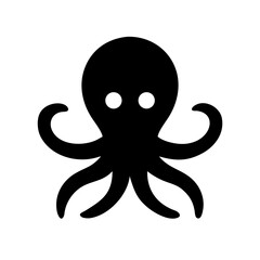 Obraz premium Black silhouette of an octopus isolated on white background