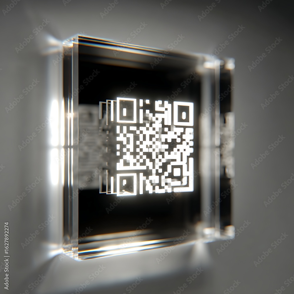 Poster illuminated qr code in glass block