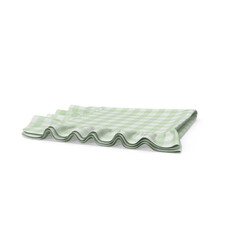 Green Checkered Tablecloth with Ruffled Edges Isolated on Transparent Background