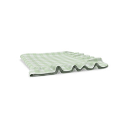 Green Checkered Tablecloth with Ruffled Edges Isolated on Transparent Background