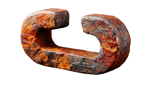 Rusty Chain Link: A weathered, close-up view of a solitary, rusty chain link, hinting at endurance and the passage of time.