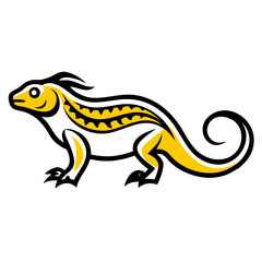 Obraz premium Stylized yellow lizard isolated on white background