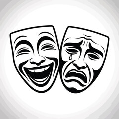Classic comedy and tragedy theater masks symbolizing duality of emotion