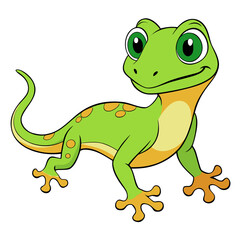 Fototapeta premium Cute green gecko lizard cartoon character isolated on white background